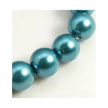 Dětské navlékací korálky Voskované perličky 10mm 10ks kachní modř