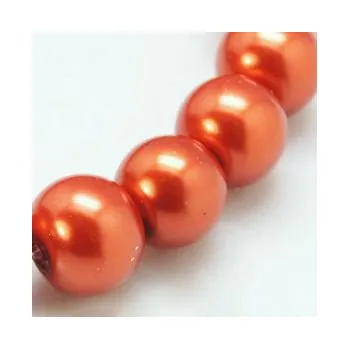 Dětské navlékací korálky Voskované perličky 10mm 10ks tmavě oranžové