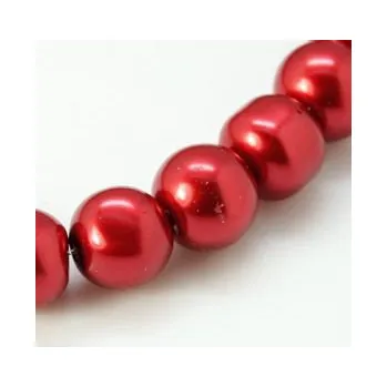 Dětské navlékací korálky Voskované perličky 10mm 10ks cihlově červené