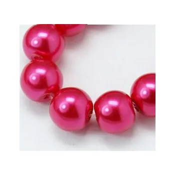 Dětské navlékací korálky Voskované perličky 10mm 10ks tmavě růžové