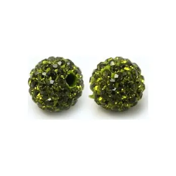Dětské navlékací korálky Korálek shamballa olivový 10mm (1ks)
