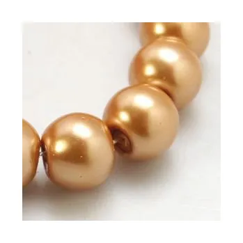 Dětské navlékací korálky Voskované perličky 6mm 20ks hnědozlaté