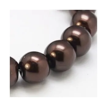 Dětské navlékací korálky Voskované perličky 12mm 10ks sedlářská hnědá