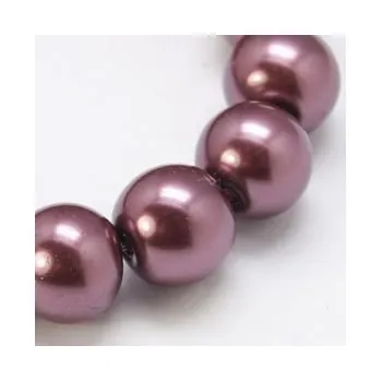 Dětské navlékací korálky Voskované perličky 6mm 20ks šedopurpurové