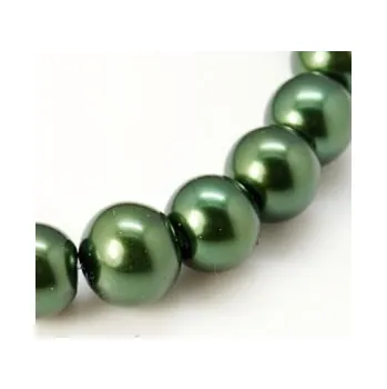 Dětské navlékací korálky Voskované perličky 12mm 10ks tmavě zelené