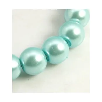 Dětské navlékací korálky Voskované perličky 6mm 20ks světle tyrkysové