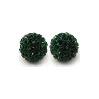 Dětské navlékací korálky Korálek shamballa tm.zelený 10mm (1ks)