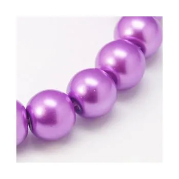 Dětské navlékací korálky Voskované perličky 6mm 20ks tmavá orchidej