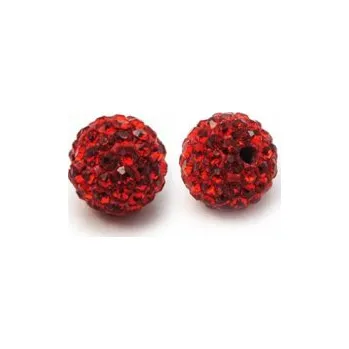 Dětské navlékací korálky Korálek shamballa červený 10mm (1ks)