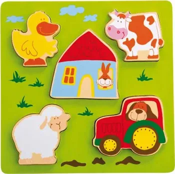 Dřevěná hračka Play Q - Dřevěné vkládací puzzle farma
