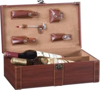 Vývrtka Dárkový box na 2 vína s přísluš., umělá kůže Z0012