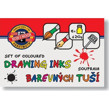 Speciální výtvarná barva Barevné tuše KOH-I-NOOR 6x20g