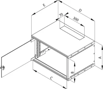 Racková skříň 19"rozvaděč jednodílný 9U/400mm FLAT-PACK skl.dv.
