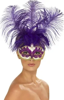 Karnevalový kostým Benátská maska s tmavými péry