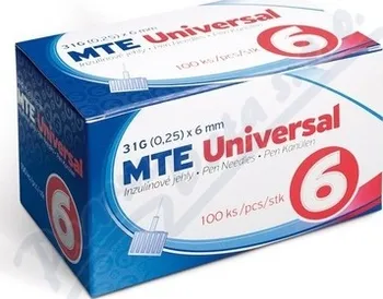 Injekční stříkačka Jehly MTE Universal 31G 0.25x6mm pro inzulínová pera 100ks