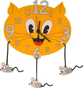 Hodiny Manufaktura DoDo Kočka s myškami 32 x 29 cm