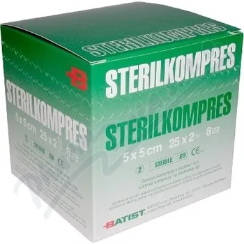 Batist gáza kompresní sterilní 5x5cm / 25x2ks