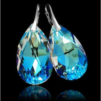 Náušnice Stříbrné náušnice Pear Blue AB (Dámské stříbrné náušnice)