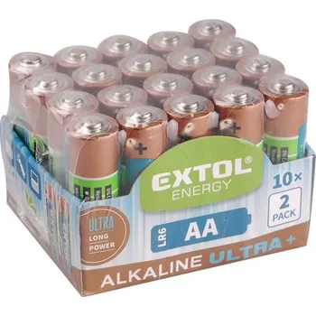 Článková baterie EXTOL Energy Alkalické tužkové baterie Ultra + AA 1,5V, 20ks 42013