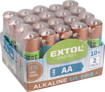 Článková baterie EXTOL Energy Alkalické tužkové baterie Ultra + AA 1,5V, 20ks 42013