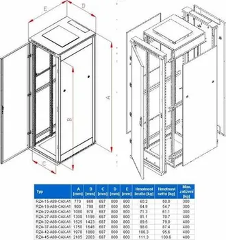 Racková skříň Rack Triton 19'' stojanový 42U/800x800 rozebíratelný