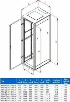 Racková skříň Rack Triton 19'' stojanový 45U/800x1000 prosklené dveře, šedý