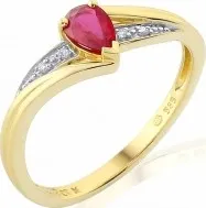Prsten Prsten s diamantem, žluté zlato briliant, rubín v kombinaci s lesklou bílou povr 3811952-5-54-94