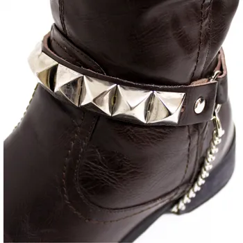 Moto obuv hnědá kožená ozdoba na boty pyramidy III
