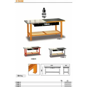 Dílenský stůl Ponk BETA, pracovní stůl do dílny, dílenský ponk Beta - C56MR