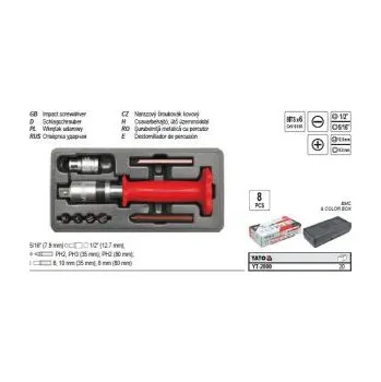 Šroubovák Šroubovák úderový kovový s příslušenstvím 8 ks box, bouchací šroubovák