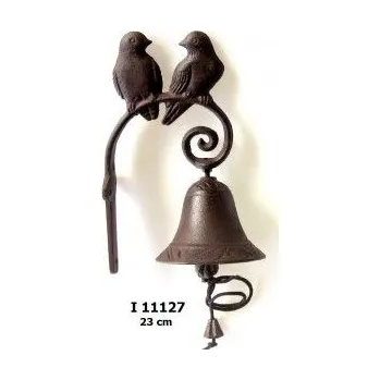 litinový zvonek s 2 ptáčky 23 cm, litinová dekorace na vrata, dárek pr