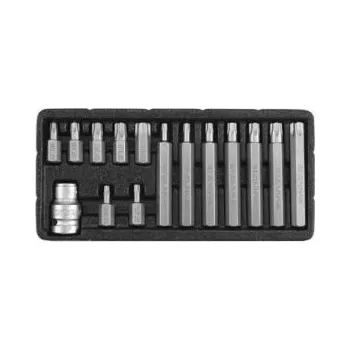 Bit Sada bitů 15 ks TORX s otvorem box, torx s dírou,torx s vrtáním , Hlav