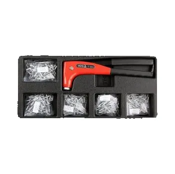 Kleště Vložka do zásuvky - kleště nýtovací, 5x sada nýtů, ruční nýtovačka s n