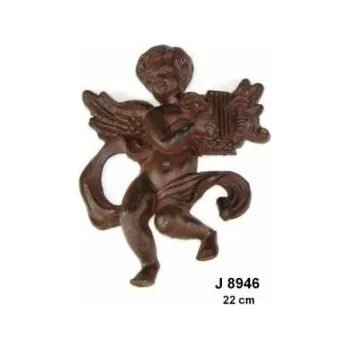 litinový anděl na zeď ,litinová soška anděla jako dekorace na chalupu,