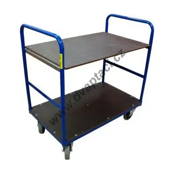 Plošinový vozík Dvoupatrový plošinový vozík 2P, 850x500 mm, nosnost 250 kg, kola 125 mm