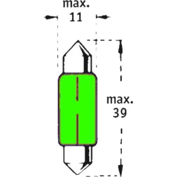 Autožárovka 12V C5W SV8,5-8 39mm Zelená TRIFA