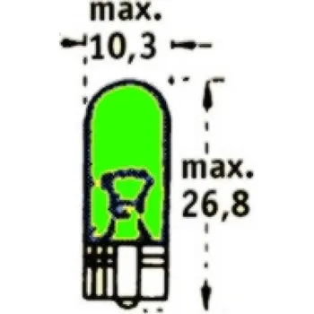 Autožárovka 12V W3W 2,1x9,5d Zelená TRIFA
