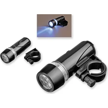 Svítilna plastová svítilna na kolo s 5 LED a úchytem, bez baterií, černá