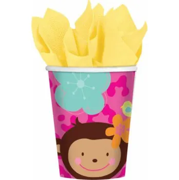 Party nádobí Monkey Love kelímky 8 ks, 266 ml