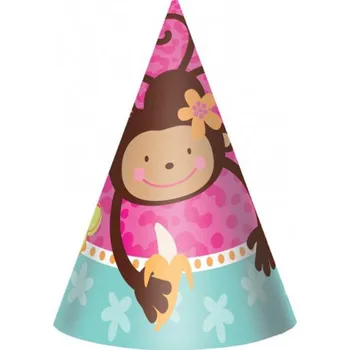 Party dekorace Monkey Love party čepičky 6 ks, 16 cm