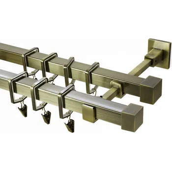 Garnýž Garnýž kovová 180 cm dvouřadá - dvojitá 20x20 klasik starozlatá