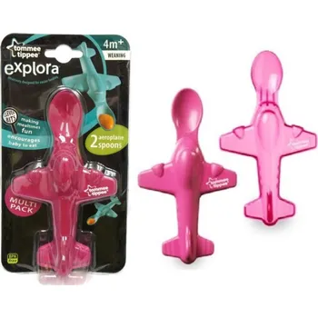 dětská jídelní sada Tommee Tippee lžičky pro nejmenší letadlo 2ks - růžové