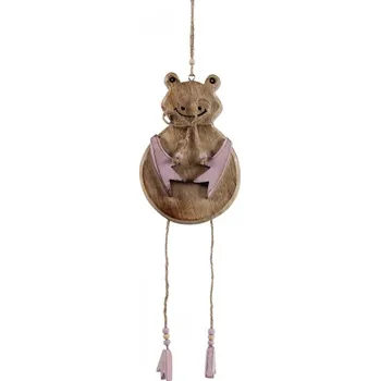 Dřevěná žába na zavěšení purpurová