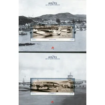 Poštovní známka (2014) MiNr. 599 - 600 ** - Portugalsko Azory - BLOCK 56 - 57 - Letadla