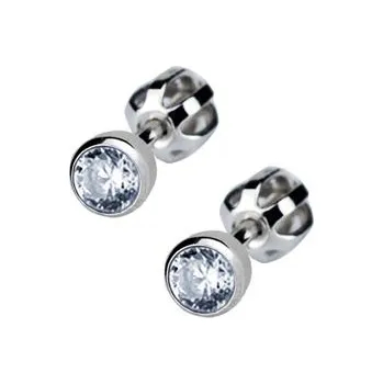 Náušnice Dětské stříbrné náušnice šroubovací se světle modrým zirkonem