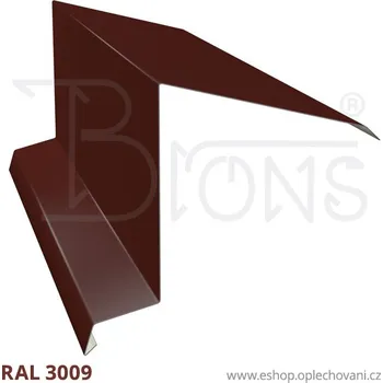 Střešní lemovaní Závětrná lišta na pultovou střechu rš 333 červenohnědá