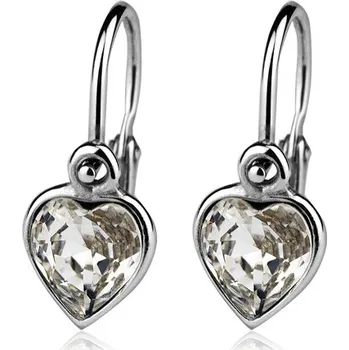 Náušnice Dětské stříbrné náušnice srdíčka s čirými krystaly Swarovski
