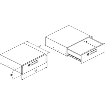 Racková skříň DP-DD-03-H 19" zásuvka 3U na dokumenty, hloubka 430mm, barva černá RAL9005