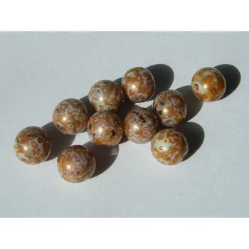 Dětské navlékací korálky Korálky mačkané kulaté 8mm, 03000/15422 - mramor bílo-hnědo-zlatý