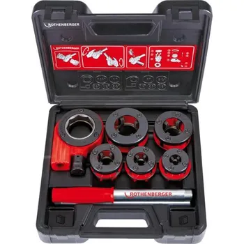 Ruční závitnice BSPT R 3/8, 1/2, 3/4, 1, 1.1/4" Super CUT set, ROTHENBERGER 70790X (70790X Ráčnová závitnice pro zhotovení přesných normovaných závitových spojů, 70790X)